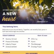 Cover of the 18 October 2026 Prince of Peace bulletin — A New Heart